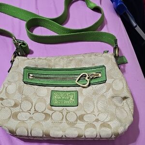 Coach Green and Tan Crossbody Bag